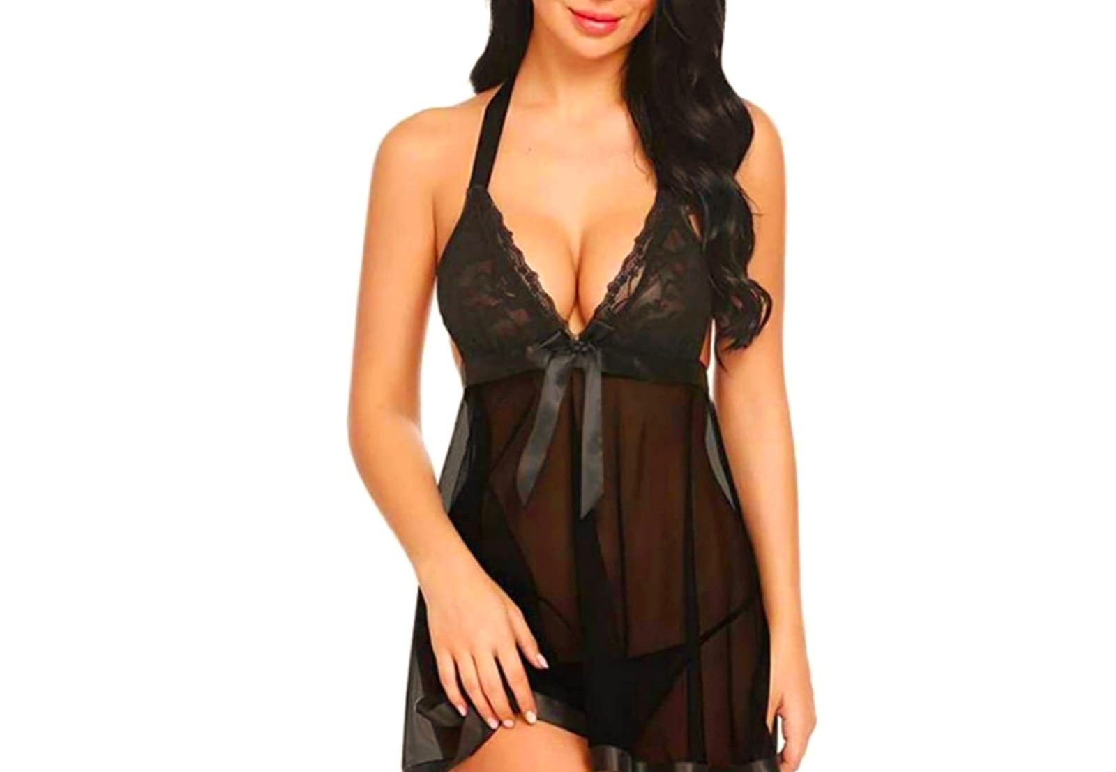 Noir Elegance Sheer Babydoll Nightwear